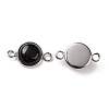 Natural Black Agate Connector Charms G-D059-01C-02-2