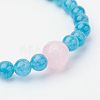 Natural Aquamarine Beads Stretch Bracelets BJEW-JB02978-3
