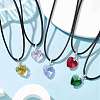 Valentine's Day Glass Heart Pendant Necklaces NJEW-JN04570-01-5
