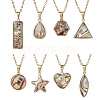 Natural Paua Shell Pendant Necklaces NJEW-JN05141-2