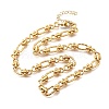304 Stainless Steel Oval Textured Infinity Link Chain Necklaces for Women Men NJEW-K249-20A-G-4