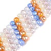 Electroplate Imitation Jade & Opaque & Transparent Glass Beads Strands EGLA-Q135-8MM-A09-1