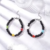 Synthetic Turquoise Cross & Natural Lava Rock Nuggets Beaded Bracelets BJEW-JB12194-1