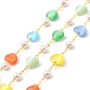 Colorful Cat Eye Heart & Glass Pearl Beaded Chain CHC-G017-10G-1