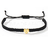Minimalist nylon braided bracelet with stainless steel gold letter charms for men women students couples AG0106-23-1