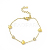 Crystal Rhinestone & Heart Link Chain Bracelets BJEW-H556-04G-1
