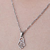201 Stainless Steel Hamsa Hand with Evil Eye Pendant Necklace NJEW-OY001-18-1