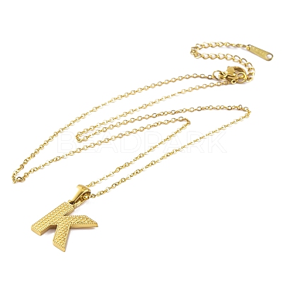 Ion Plating(IP) Initial Letter 304 Stainless Steel Pendant Necklaces NJEW-M199-01G-K-1