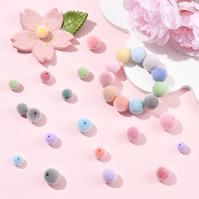 30Pcs Flocky Opaque Acrylic Beads OACR-YW0004-38A-1
