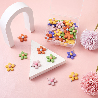 40Pcs 5 Colors Resin Pendants RESI-TA0001-40-1