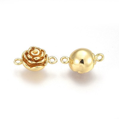 Brass Magnetic Clasps with Loops KK-I648-01G-1