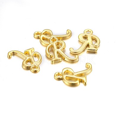 Golden Plated Alloy Letter Pendants PALLOY-J718-01G-R-1