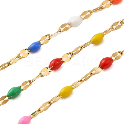 Ion Plating(IP) 304 Stainless Steel Enamel Oval Dapped Chains CHS-G037-01G-1