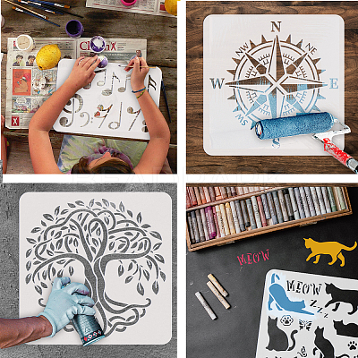 PET Hollow Out Drawing Painting Stencils DIY-WH0391-0383-1