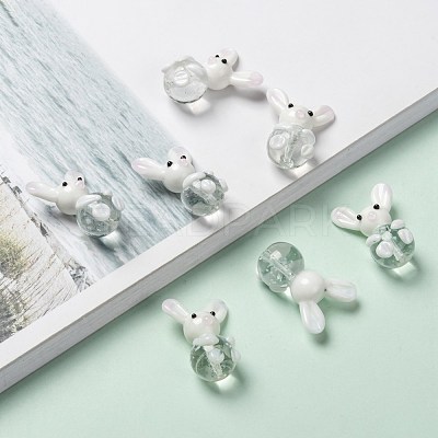 Handmade Bunny Lampwork Beads X-LAMP-P051-J01-1
