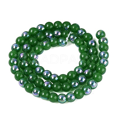 Electroplate Imitation Jade Glass Beads Strands EGLA-Q132-6MM-01B-09-1