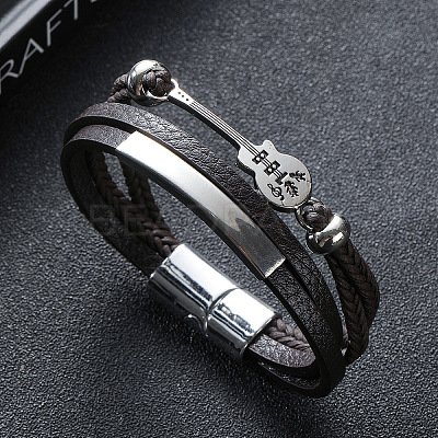 Leather Multi-strand Bracelets PW-WG50386-02-1