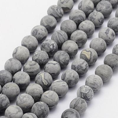 Natural Map Stone/Picasso Stone/Picasso Jasper Beads Strands G-F518-16-8mm-1