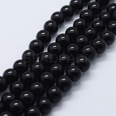 Natural Black Onyx Beads Strands G-P369-02-12mm-1