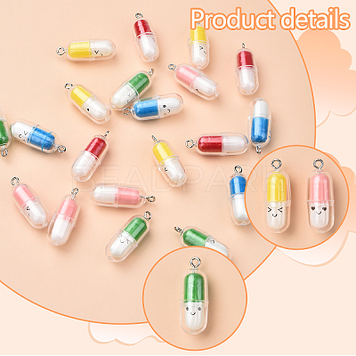 5 Colors Translucent Plastic Pendants KY-YW0001-81A-1