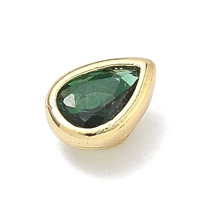 Teardrop Brass Micro Pave Cubic Zirconia Cabochons KK-P345-13G-B07-1
