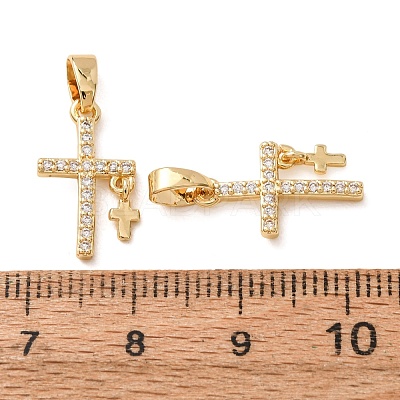 Brass Micro Pave Clear Cubic Zirconia Pendants CU-CBAB2E9-01G-1