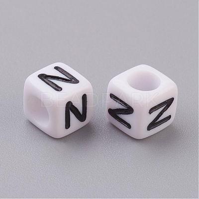 Acrylic Horizontal Hole Letter Beads PL37C9308-N-1