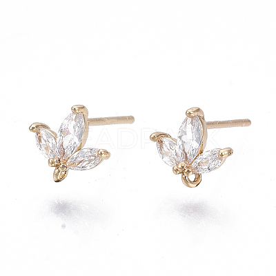 Brass Micro Cubic Zirconia Stud Earring Findings X-KK-N231-03-NF-1