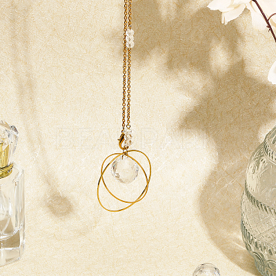 Glass Teardrop Pendant Decorations HJEW-CA0001-57-1