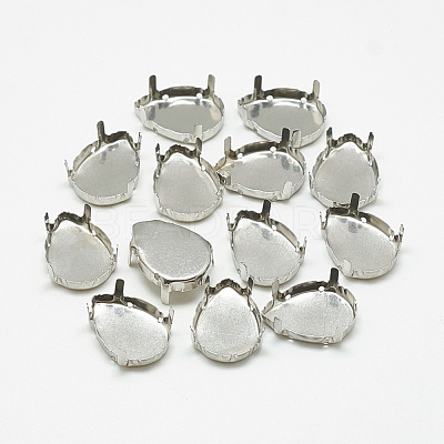 Non-Tarnish 201 Stainless Steel Sew on Prong Settings STAS-T032-02-10x14mm-1