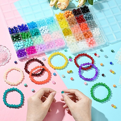 1000Pcs 40 Colors Baking Paint Imitation Jade Glass Round Beads DGLA-YW0001-32-1