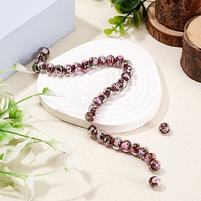 1 Strand Handmade Lampwork Inner Flower Rondelle Beads Strands LAMP-TA0002-72B-1