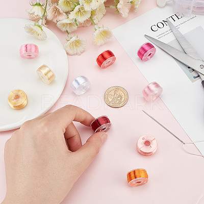 10 Rolls 10 Colors Polyester High Gloss Single-Strand Thread OCOR-WH0047-55-1
