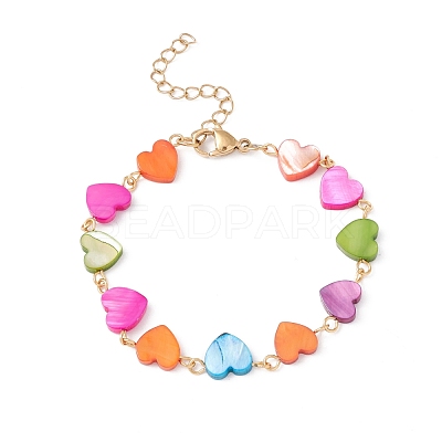 Natural Shell Link Chain Bracelet BJEW-C015-22G-1