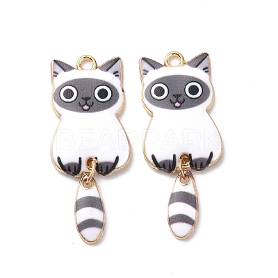 Light Gold Rack Plating Alloy Enamel Pendants ENAM-G210-01LG-03-1