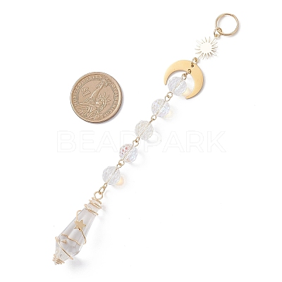 Glass Cone Round Hanging Suncatchers HJEW-JM04604-01-1