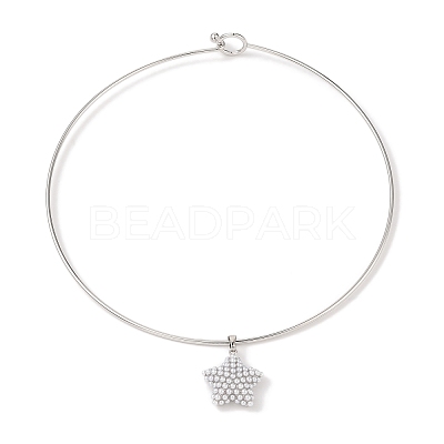 Brass with ABS Imitation Pearl Charm Necklace BJEW-Q350-05B-P-1