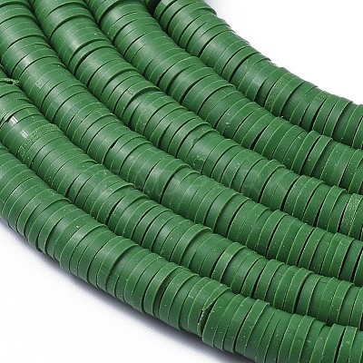 Flat Round Handmade Polymer Clay Beads CLAY-R067-6.0mm-46-1