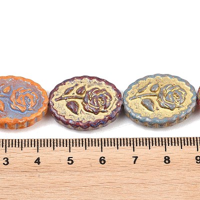 Painted Glass Beads Strands GLAA-F133-07E-1