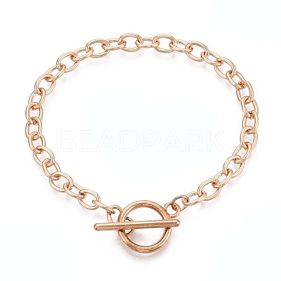 201 Stainless Steel Cable Chain Bracelets for Men Women BJEW-N036-01G-1