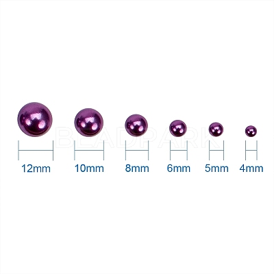 Medium Orchid Imitation Pearl Beads Assorted Mixed Sizes 4-12mm Flat Back Pearl Cabochons SACR-PH0001-47-1