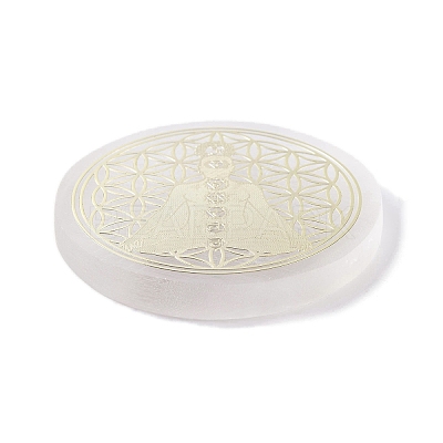 Flat Round Natural Selenite Slice Coasters DJEW-C015-02K-1