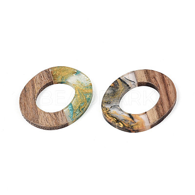 Opaque Resin & Walnut Wood Pendants RESI-T060-55M-1
