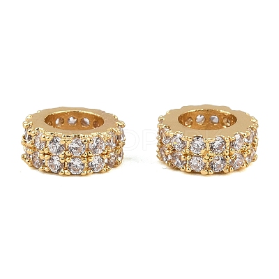Brass Micro Pave Cubic Zirconia European Beads ZIRC-D026-07G-1