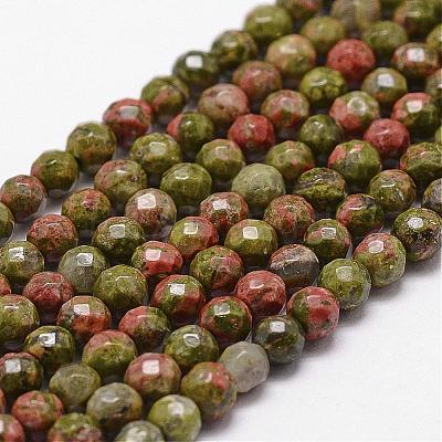 Natural Unakite Beads Strands G-D840-45-4mm-1