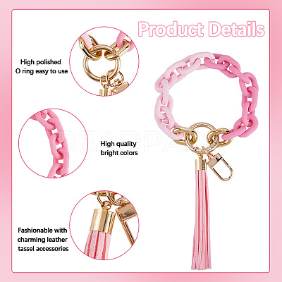 2Pcs 2 Styles Acrylic & Zine Alloy & PU Pendant Decoration KEYC-CN0001-07B-1