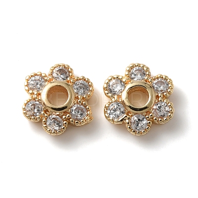 Rack Plating Brass Cubic Zirconia Bead Cap KK-C020-12B-LG-1