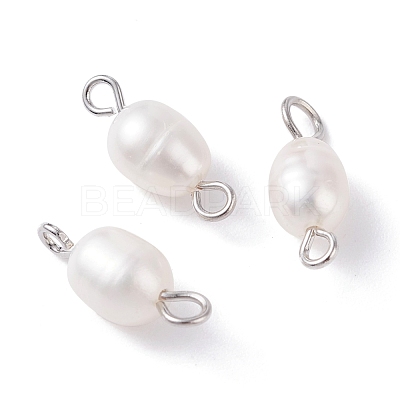 Natural Cultured Freshwater Pearl Bead Links Connectors PALLOY-JF01152-1