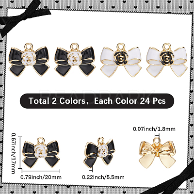 48Pcs 2 Colors Alloy Enamel Pendants ENAM-SC0006-57-1