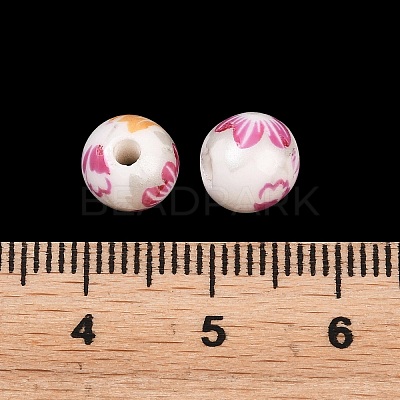 Floral Printed Porcelain Beads PORC-Q199-8mm-12-1